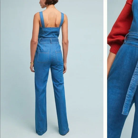 Anthropologie Ella Moss Magnolia Belted Jumpsuit - Picture 4 of 6